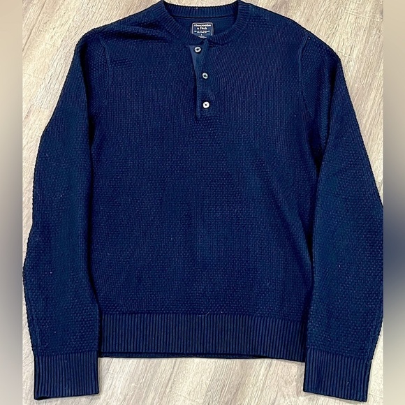 Men’s Large Abercrombie & Fitch A&F Wool Blend Knit Henley Pullover Knit Sweater - Picture 1 of 5